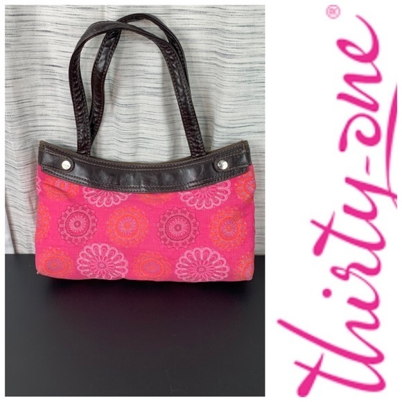 Thirty-one pink circle pattern handbag. - Picture 1 of 11